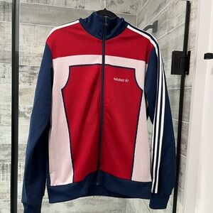 Adidas Men's Zip-Up Sweater in Red and Navy